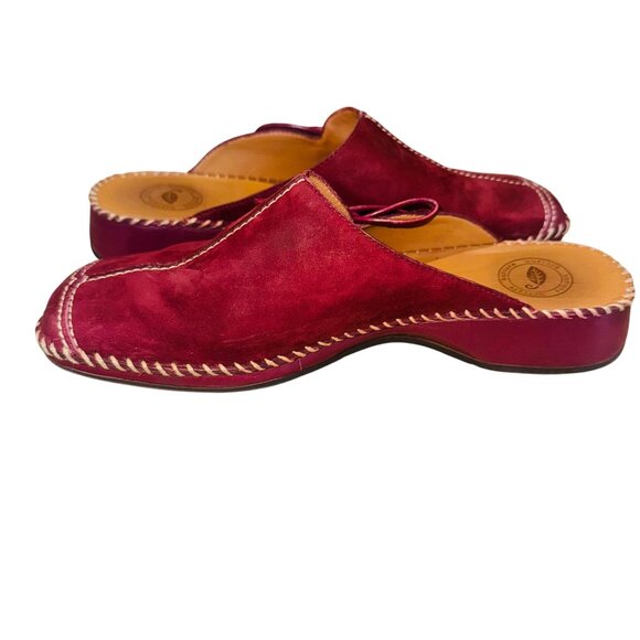 Nurture Red Suede Leather Mules 7M With Contrast Stitching Tie Detail Money - Picture 7 of 10
